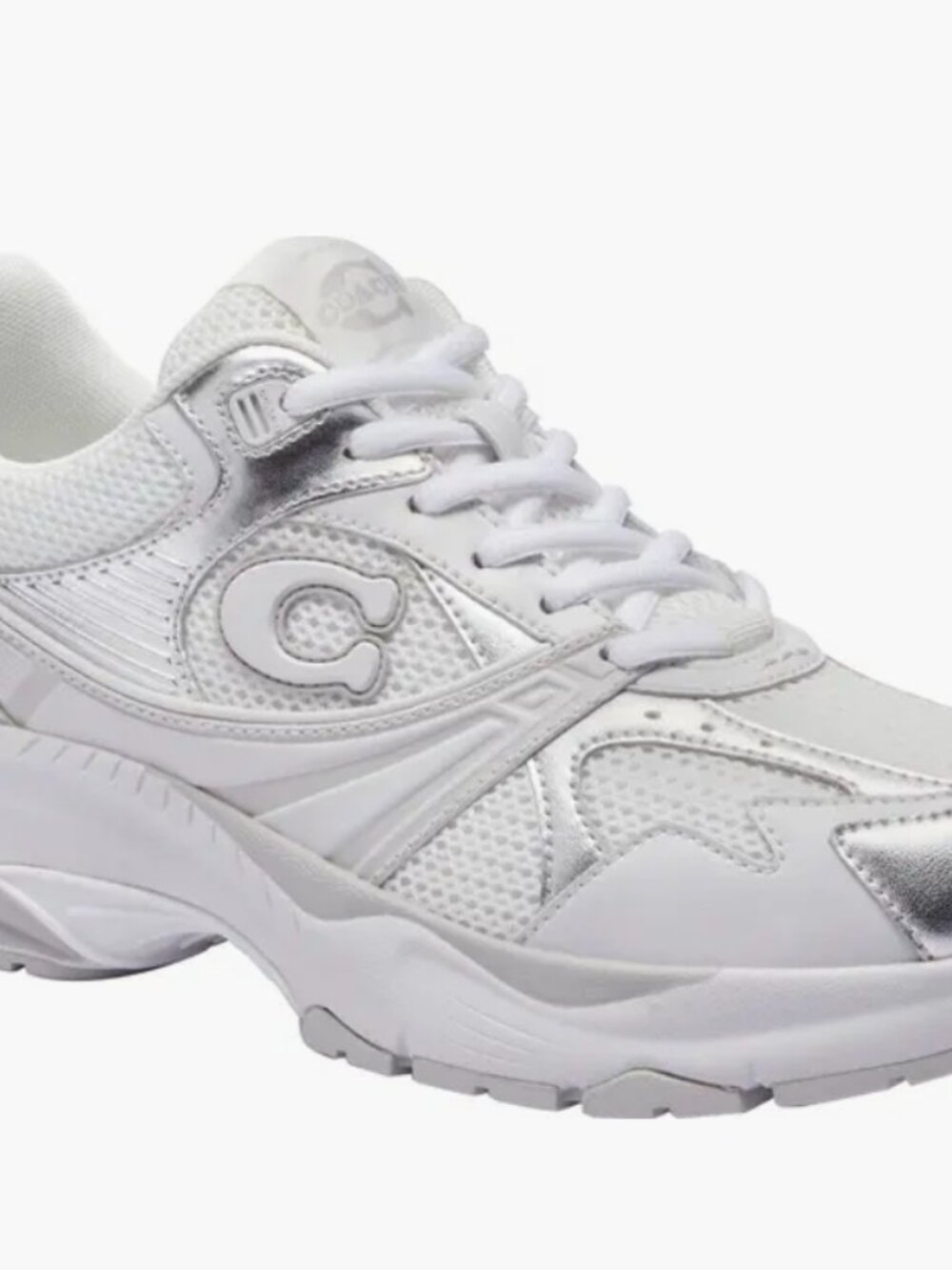 Coach White Silver Mesh Y2K Women's Sneakers Size 10 NEW CCN31 Luxury Maximalism